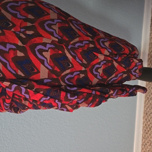 ANTHROPLOGIE Dolan Ruched Ruffle Mini Skirt Size Small in Red Purple Black Boho - Picture 6 of 10